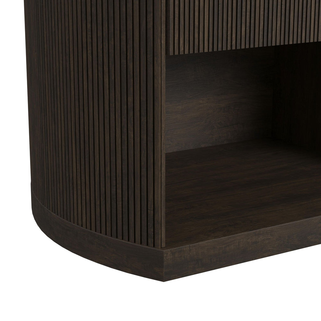 Sylvie 1-Drawer Nightstand With Touch Light In Dark Brown Led