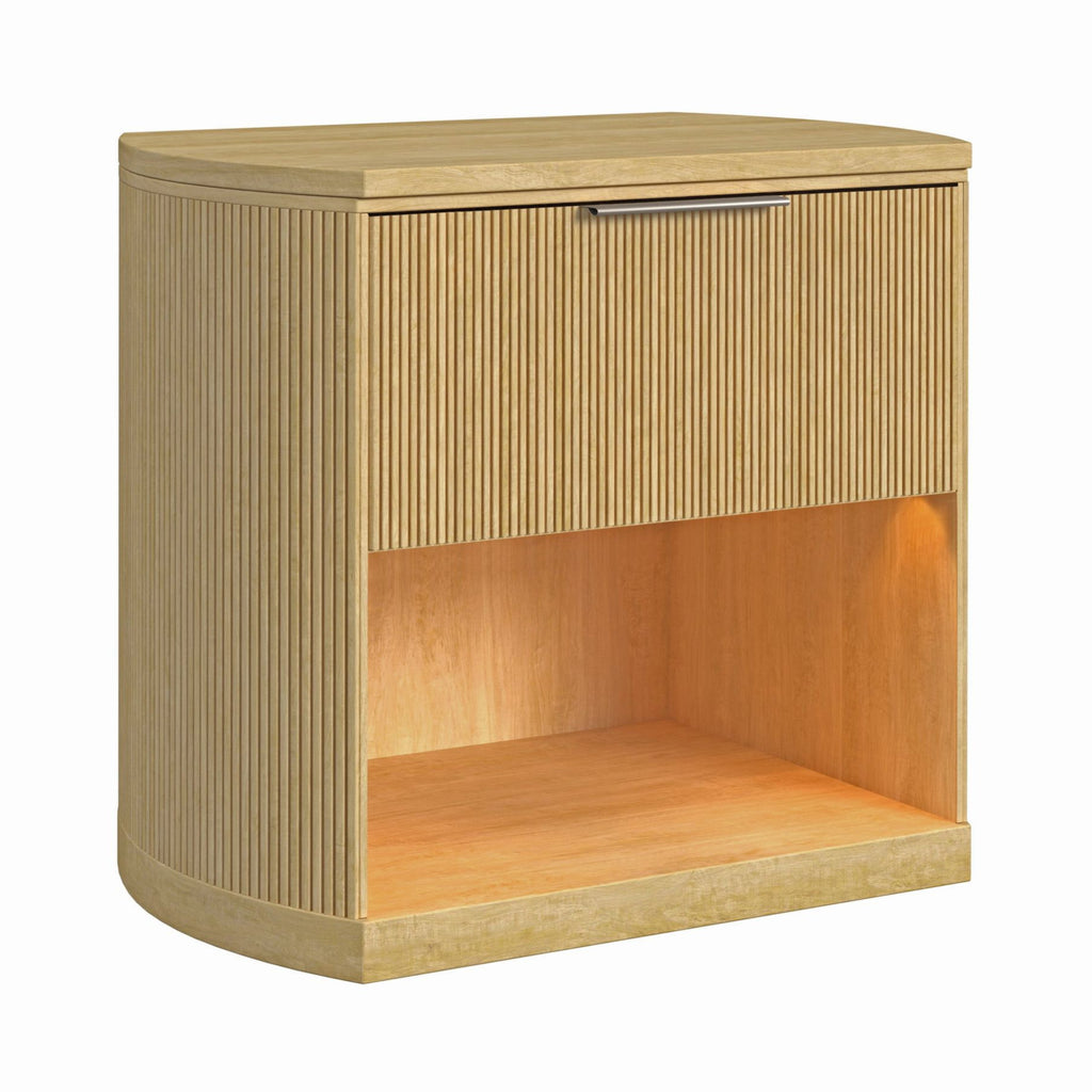 Sylvie 1-Drawer Nightstand With Touch Light In Natural Led