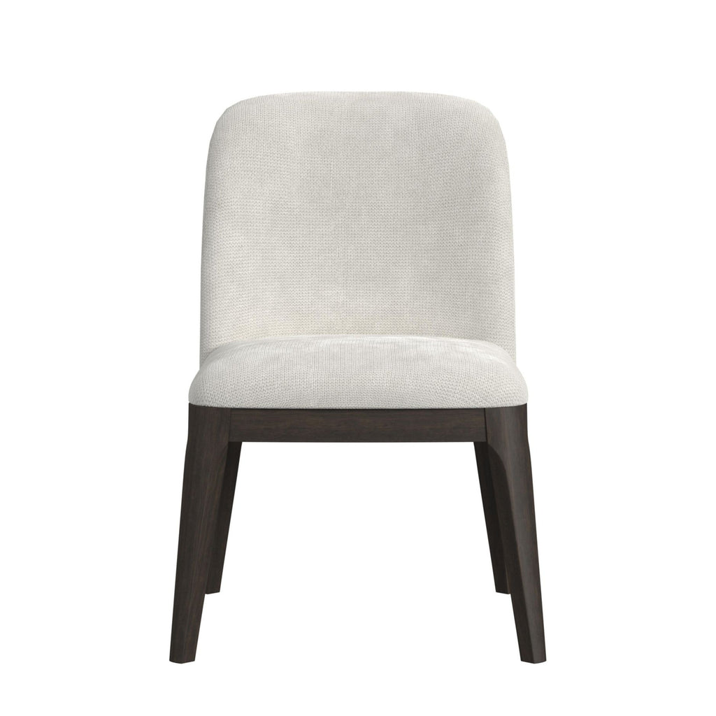 Sylvie Dining Side Chair With White Fabric In Dark Brown (2 Per Carton)