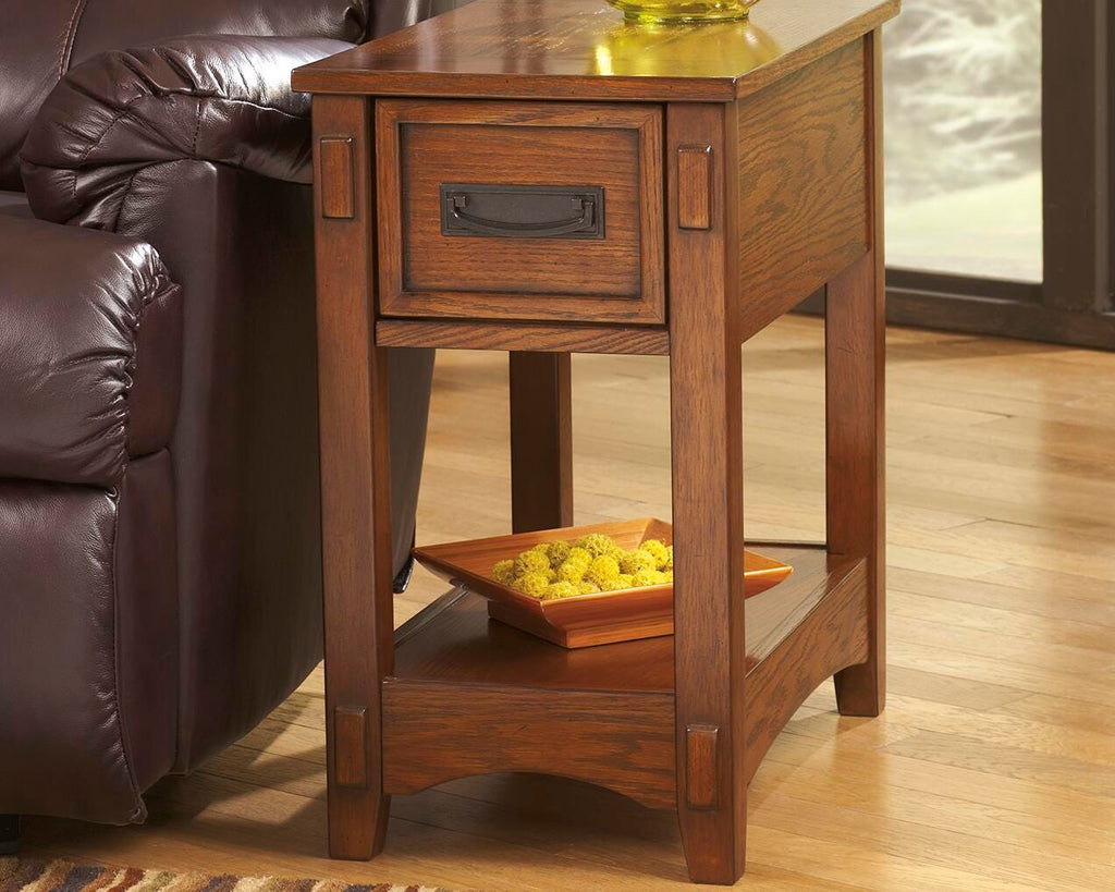 Breegin Chairside End Table in Brown, lifestyle view