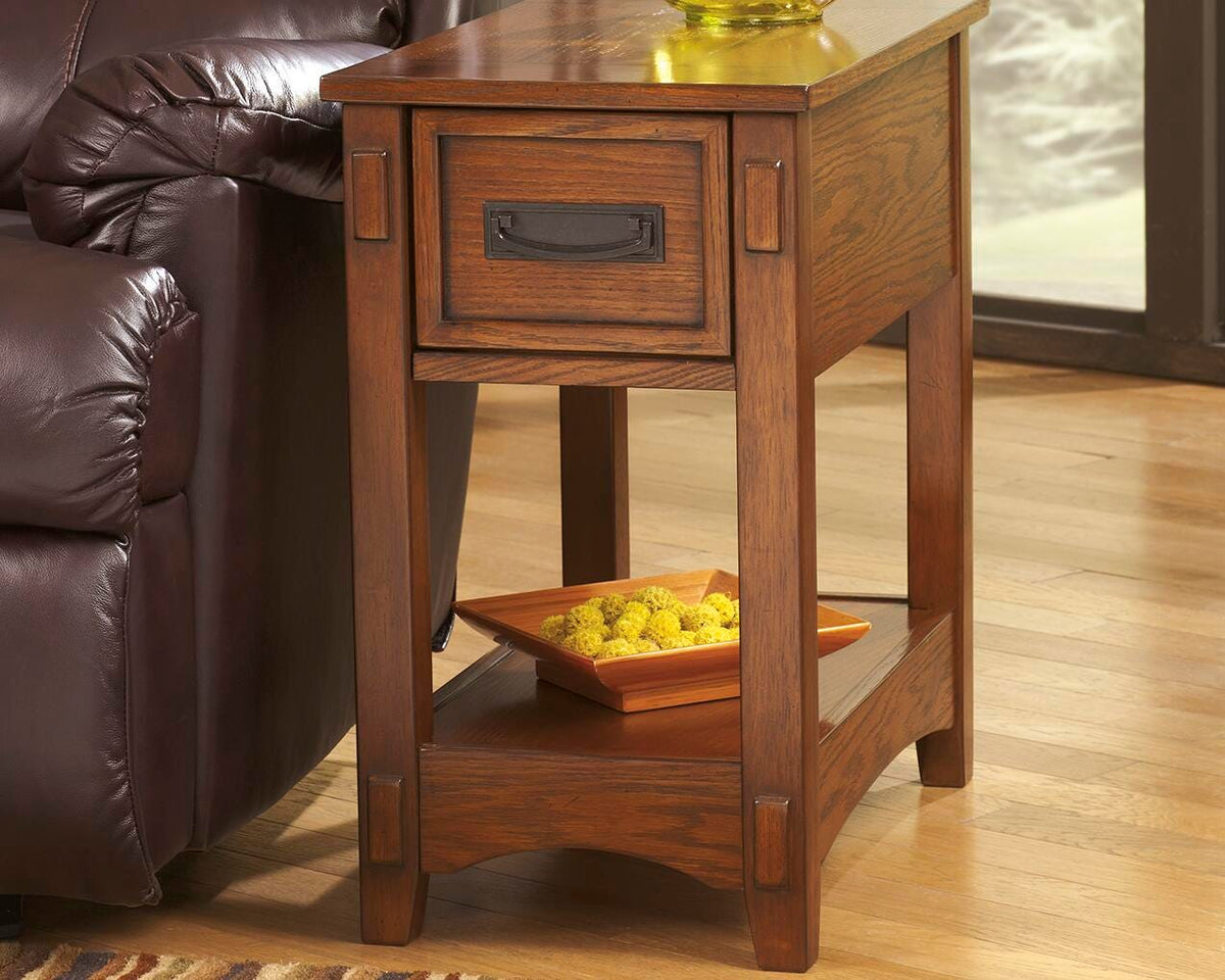 Breegin Chairside End Table in Brown, lifestyle view