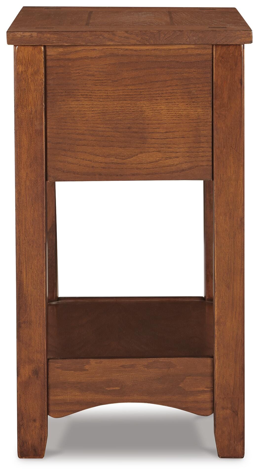 Breegin Chairside End Table in Brown, back view