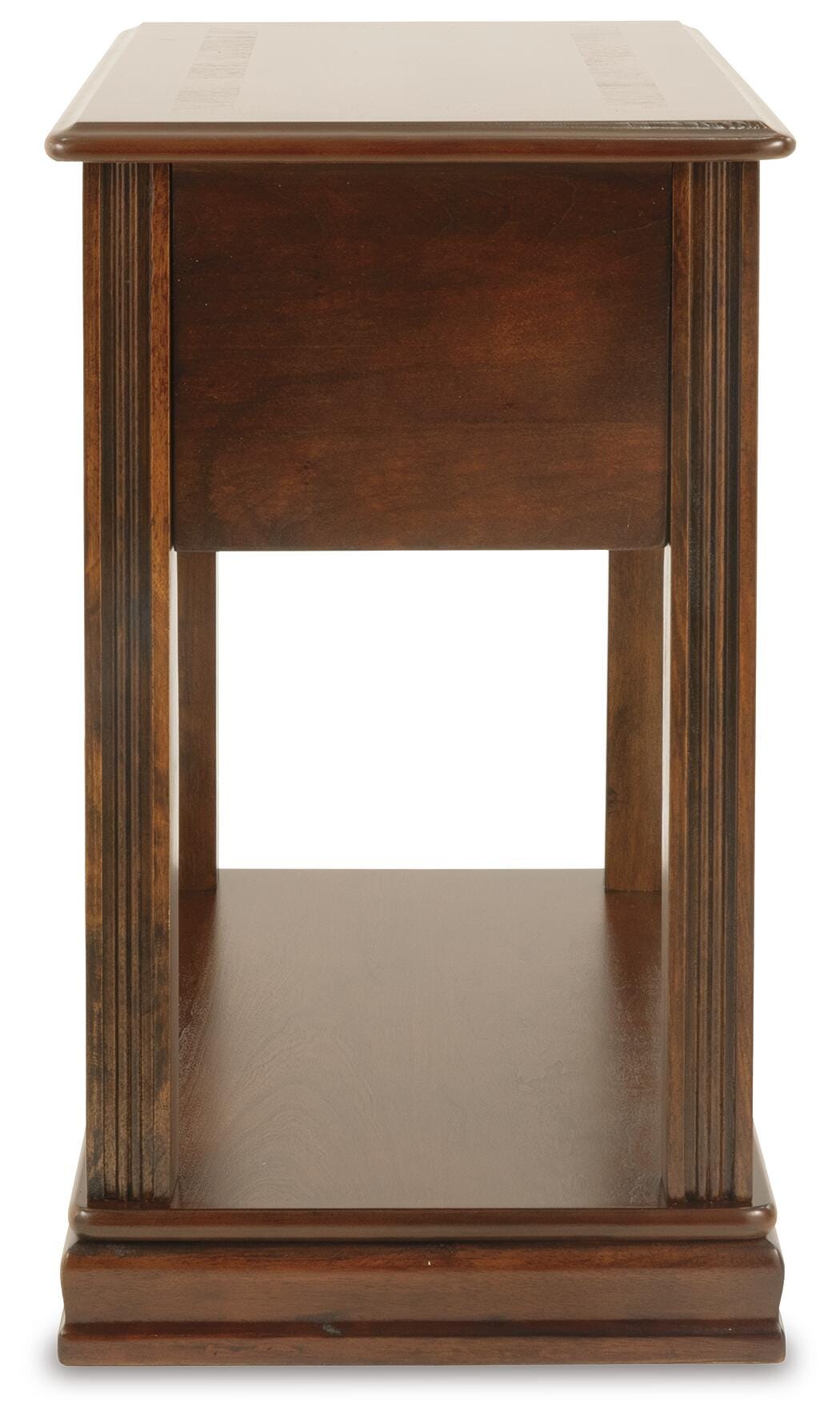 Breegin Chairside End Table in Brown, back view