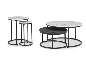 Jusmour Table (Set of 4) in Black/White