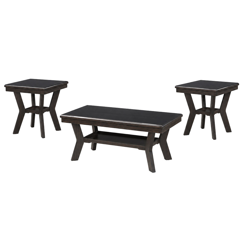 Gia 3 Piece Occasional Set- 1 Coffee & 2 End Tables-Brown