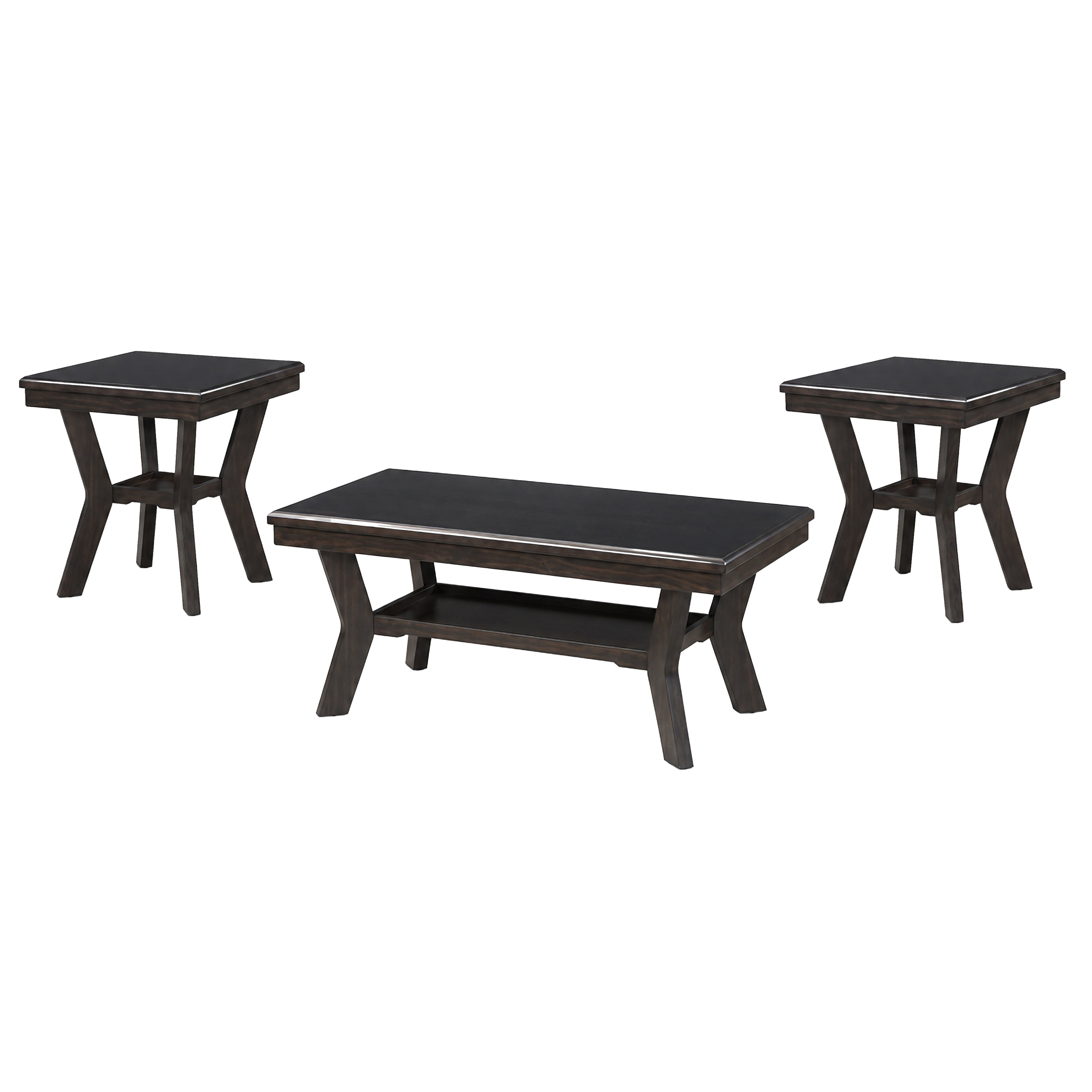 Gia 3 Piece Occasional Set- 1 Coffee & 2 End Tables-Brown