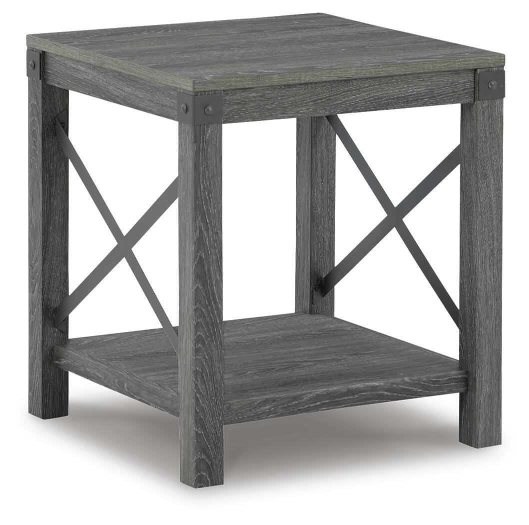 Freedan End Table in Grayish Brown, angle view