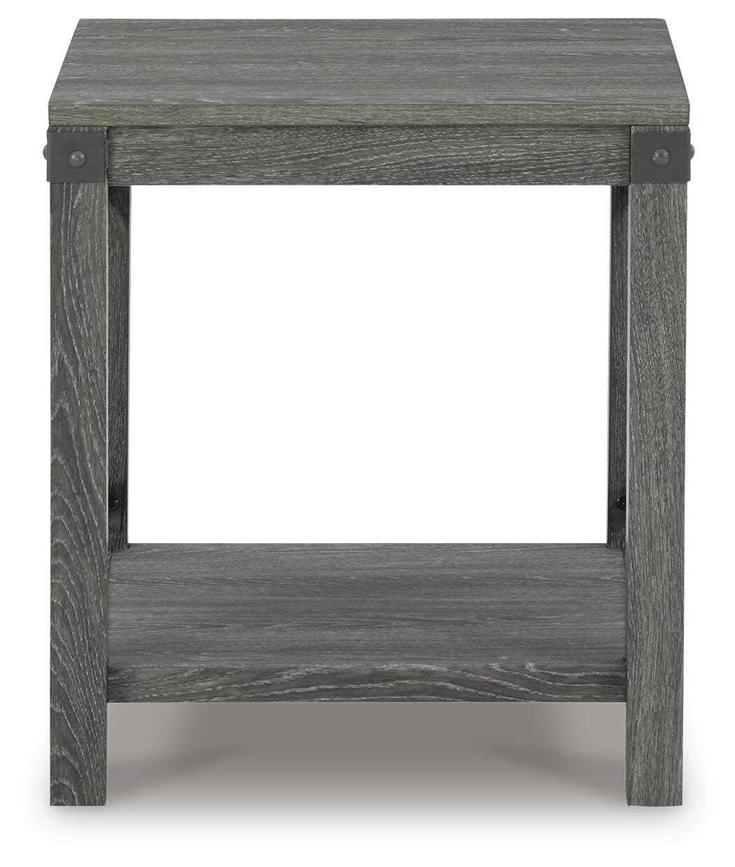 Freedan End Table in Grayish Brown, front view