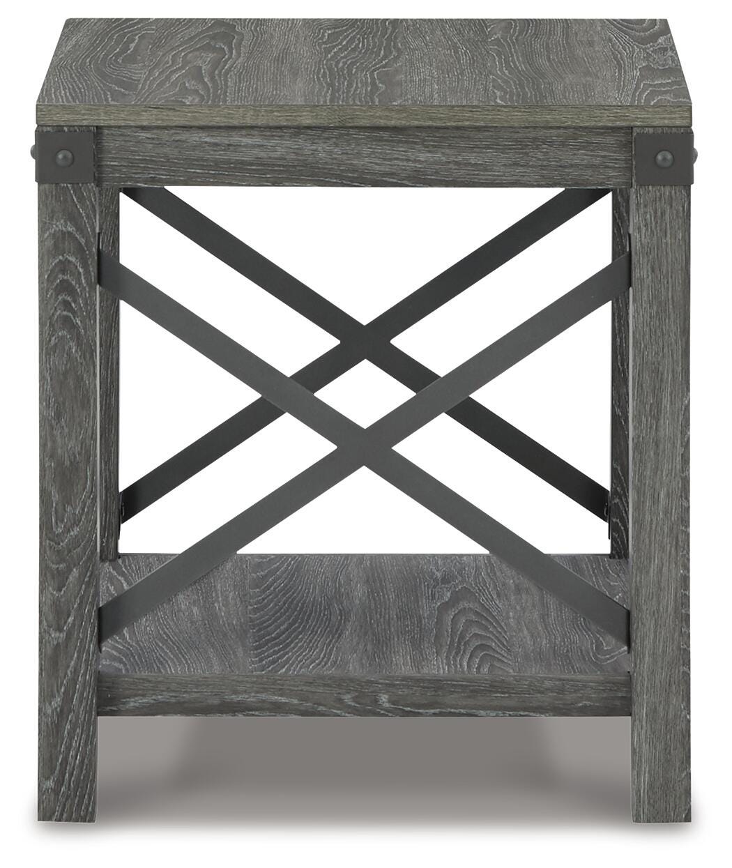 Freedan End Table in Grayish Brown, side view