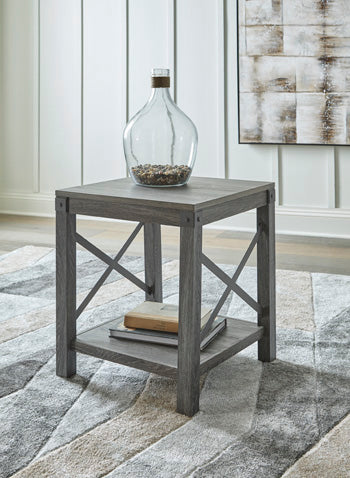 Freedan End Table in Grayish Brown