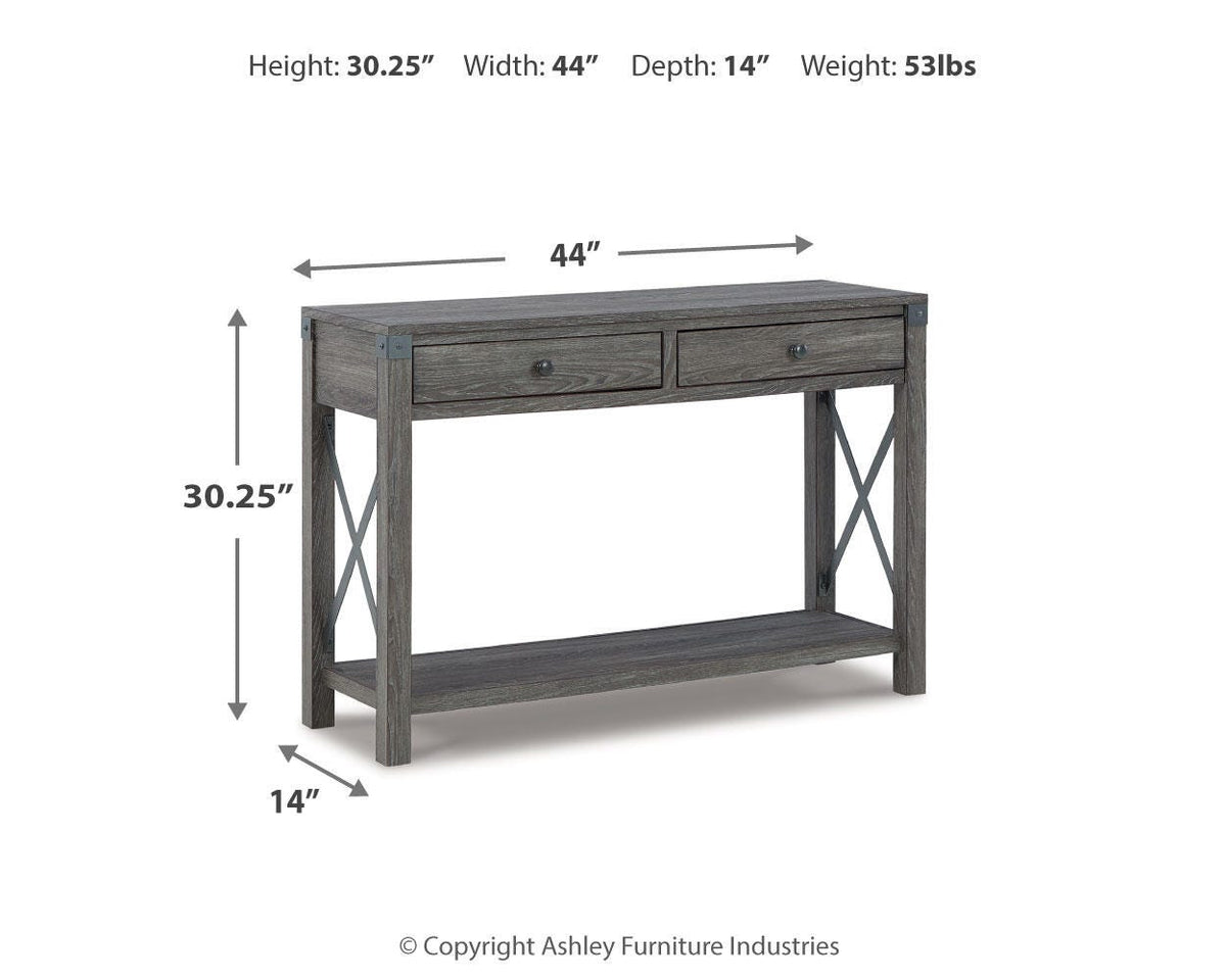 Freedan Sofa/Console Table in Grayish Brown, alternate view 9