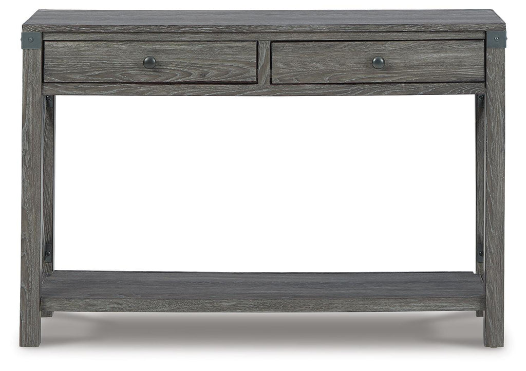 Freedan Sofa/Console Table in Grayish Brown, front view