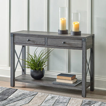 Freedan Sofa/Console Table in Grayish Brown