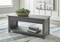 Freedan Lift-Top Coffee Table in Grayish Brown, closed view