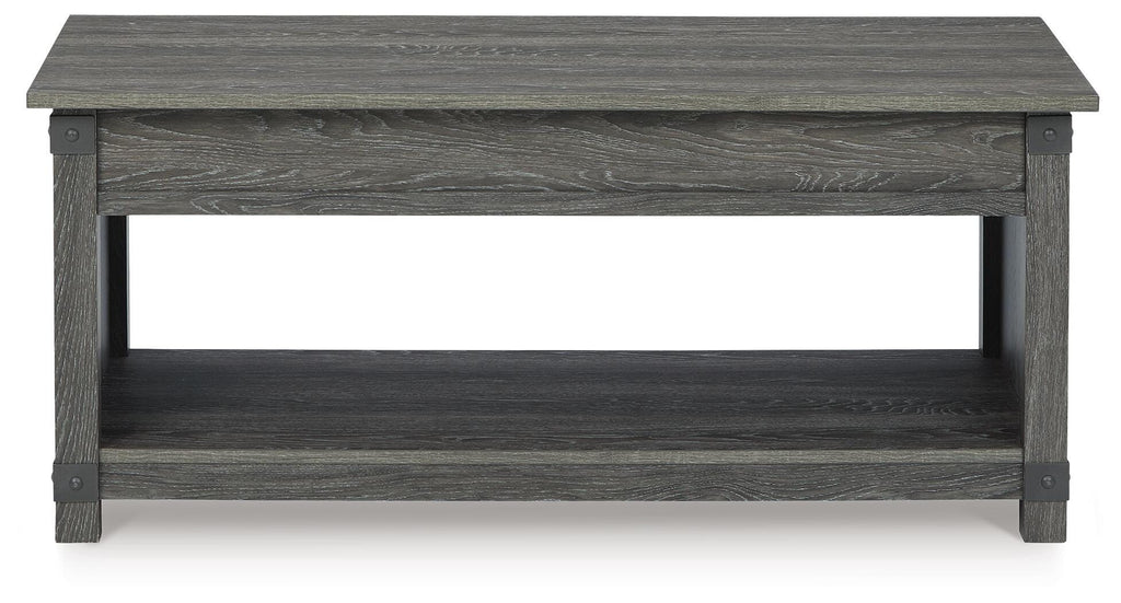 Freedan Lift-Top Coffee Table in Grayish Brown, front view