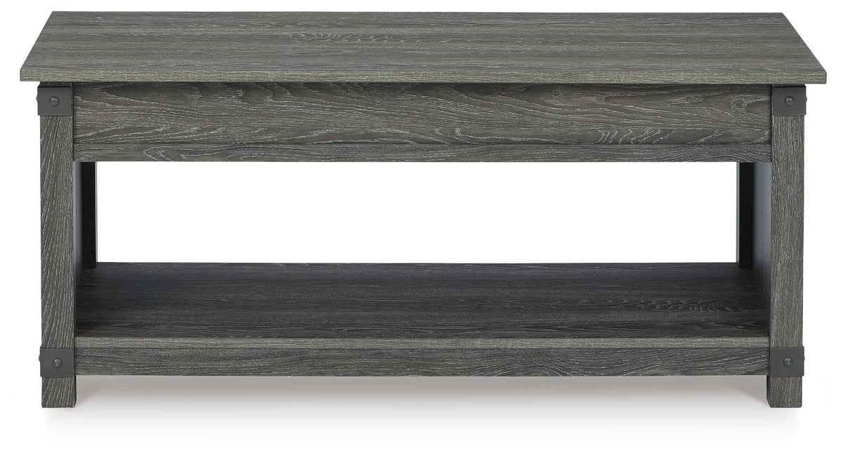 Freedan Lift-Top Coffee Table in Grayish Brown, front view
