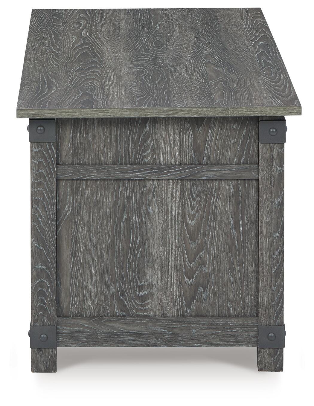 Freedan Lift-Top Coffee Table in Grayish Brown, side view
