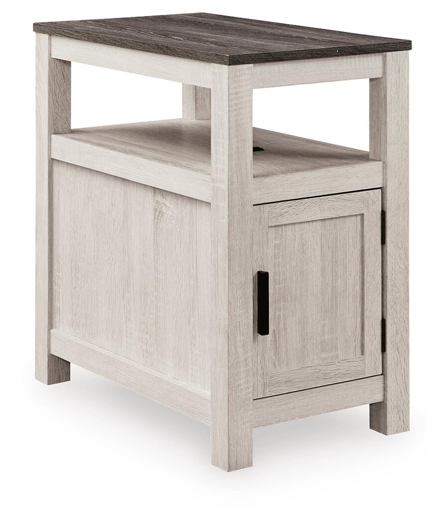 Fendenmore Chairside End Table in Brown Gray/Antique White, closed view