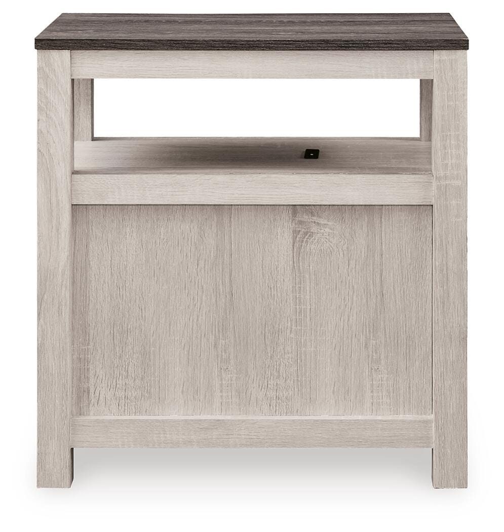 Fendenmore Chairside End Table in Brown Gray/Antique White, side view
