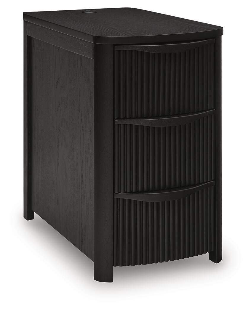 Camdill Chairside End Table in Black, closed view
