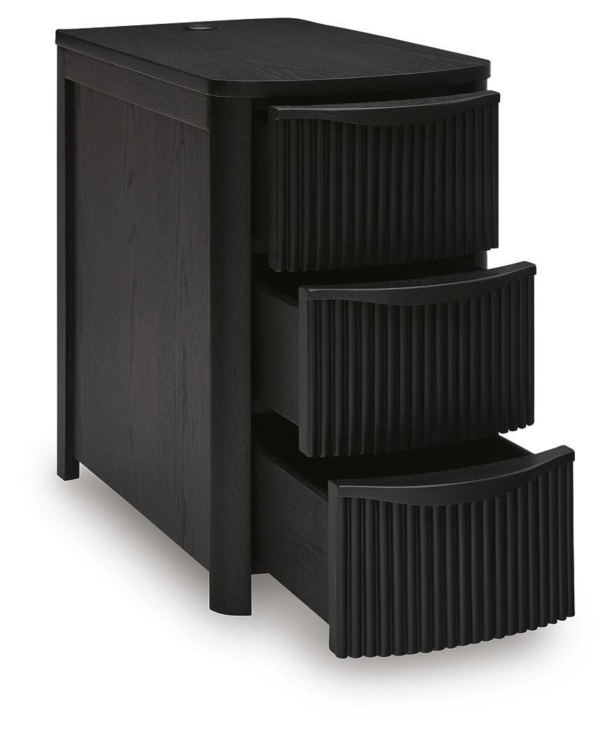 Camdill Chairside End Table in Black, open view