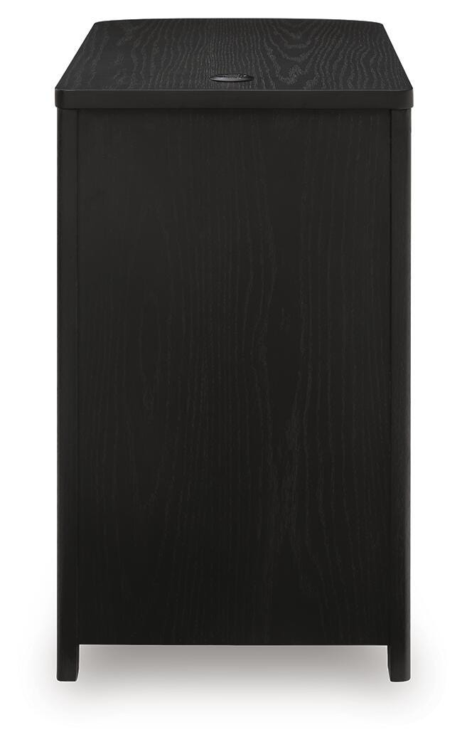 Camdill Chairside End Table in Black, back view