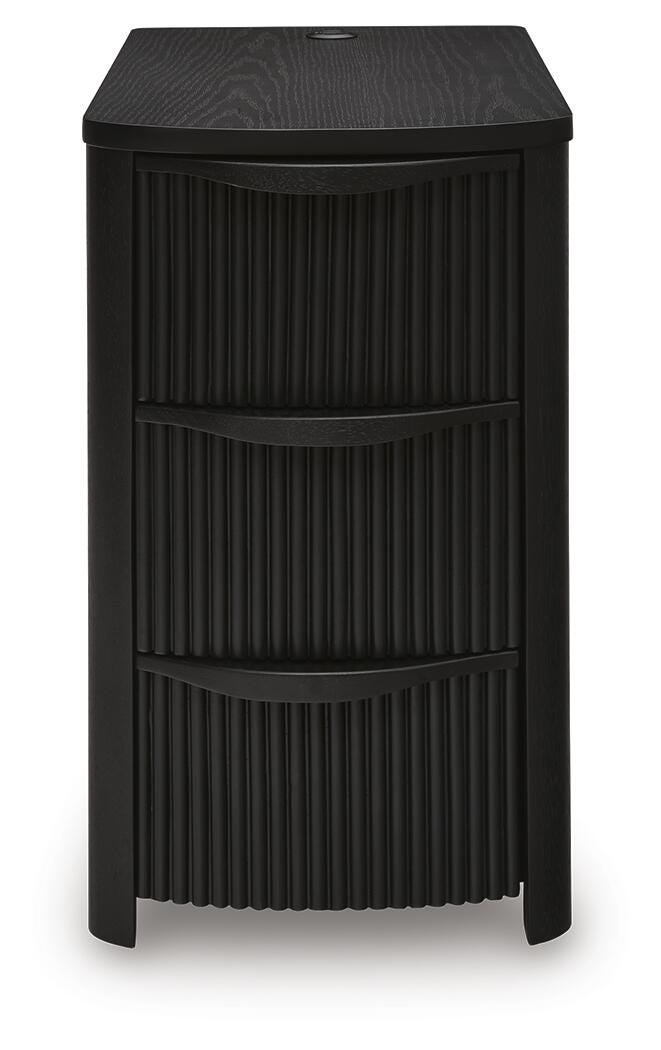 Camdill Chairside End Table in Black, front view