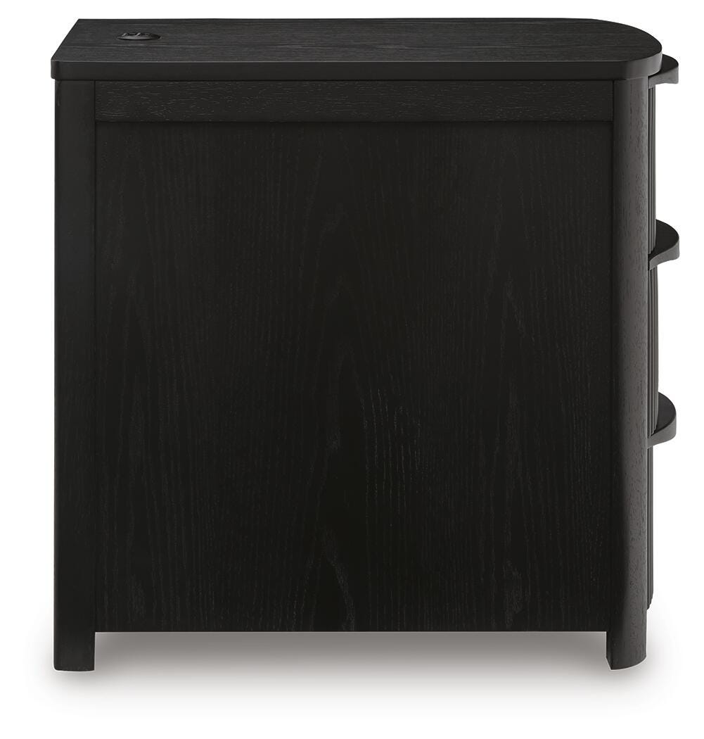 Camdill Chairside End Table in Black, side view
