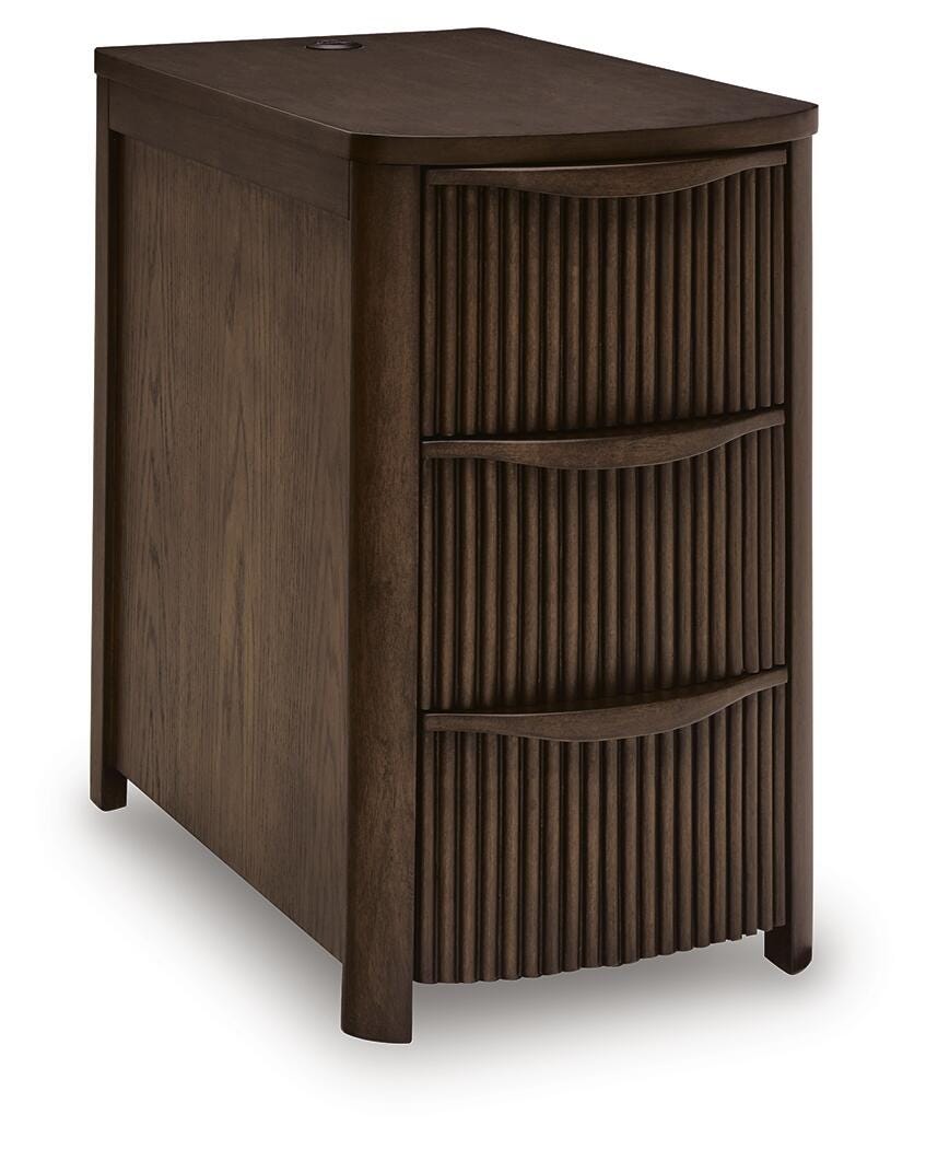 Camdill Chairside End Table in Dark Brown, closed view