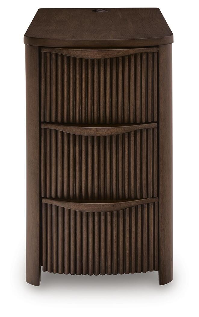 Camdill Chairside End Table in Dark Brown, front view