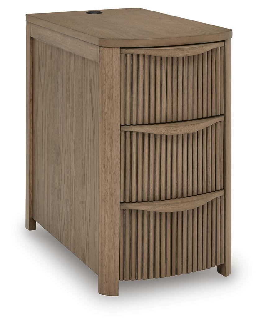 Camdill Chairside End Table in Light Brown, closed view