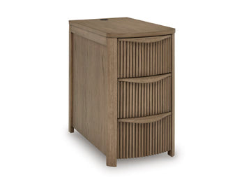 Camdill Chairside End Table in Light Brown, closed view