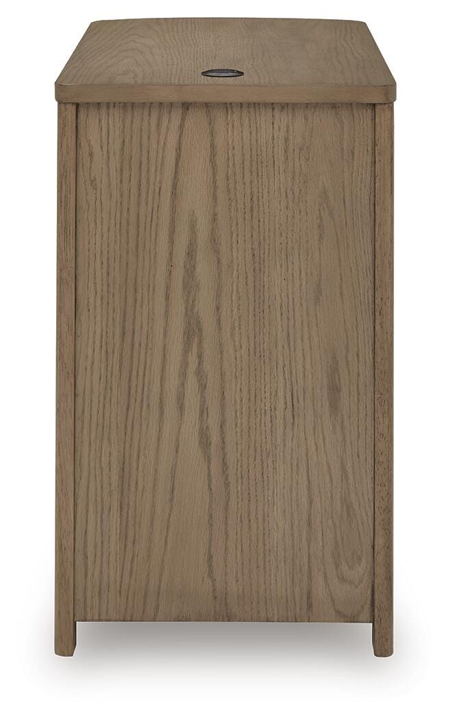 Camdill Chairside End Table in Light Brown, back view