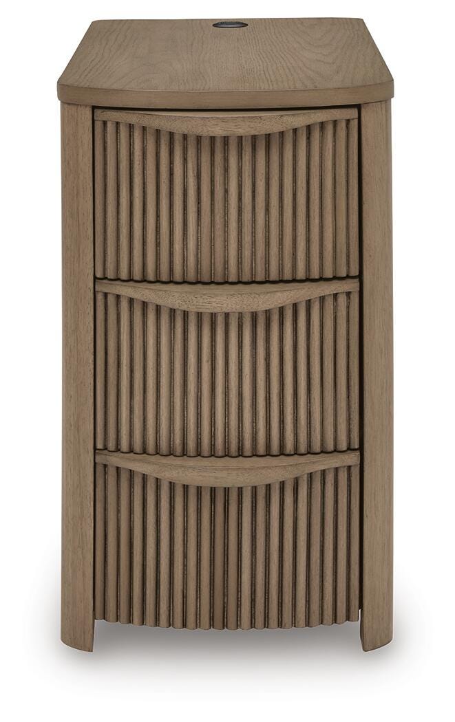 Camdill Chairside End Table in Light Brown, front view