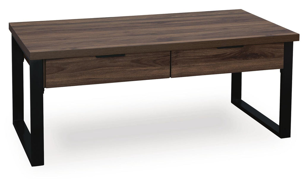 Wickman Falls Coffee Table in Dark Brown, closed view