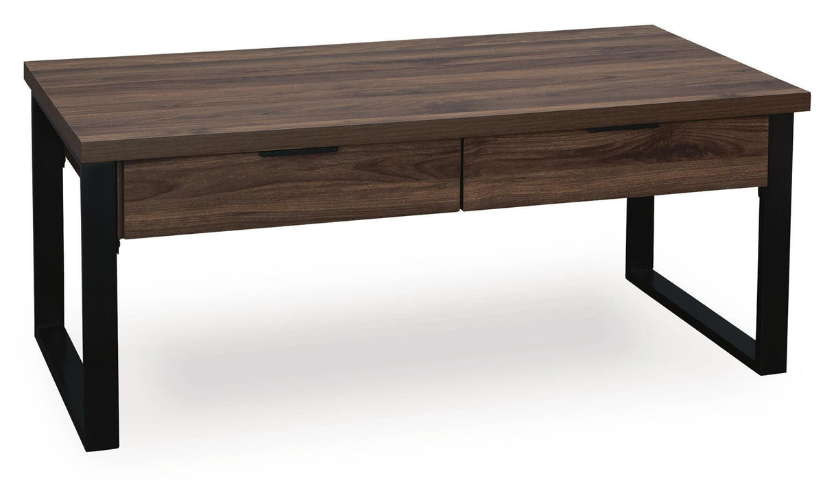 Wickman Falls Coffee Table in Dark Brown, closed view