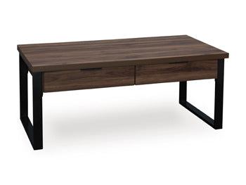 Wickman Falls Coffee Table in Dark Brown, closed view