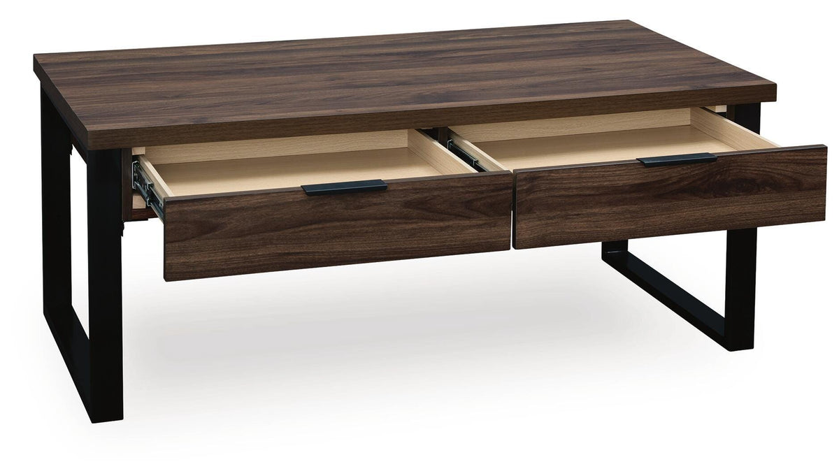Wickman Falls Coffee Table in Dark Brown, open view