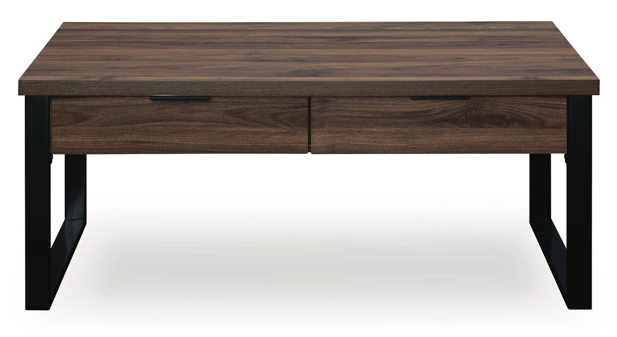 Wickman Falls Coffee Table in Dark Brown, front view