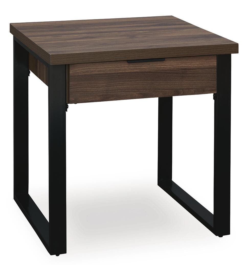 Wickman Falls End Table in Dark Brown, closed view