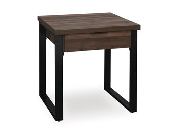 Wickman Falls End Table in Dark Brown, closed view
