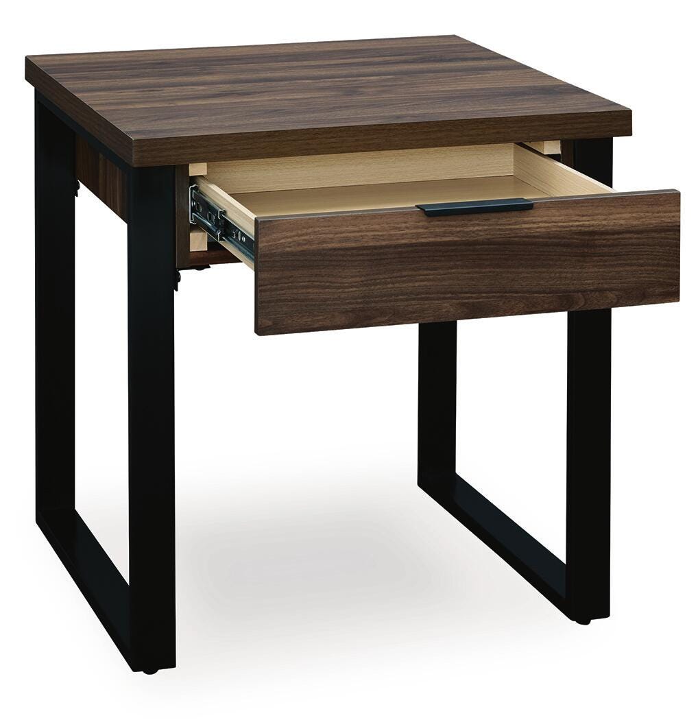 Wickman Falls End Table in Dark Brown, open view