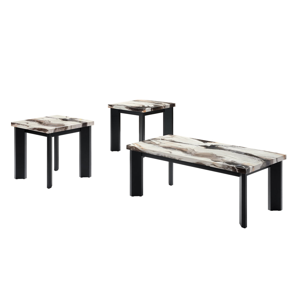 Strata Faux Marble 3 Pc Occasional Set- 1 Coffee & 2 End Tabl