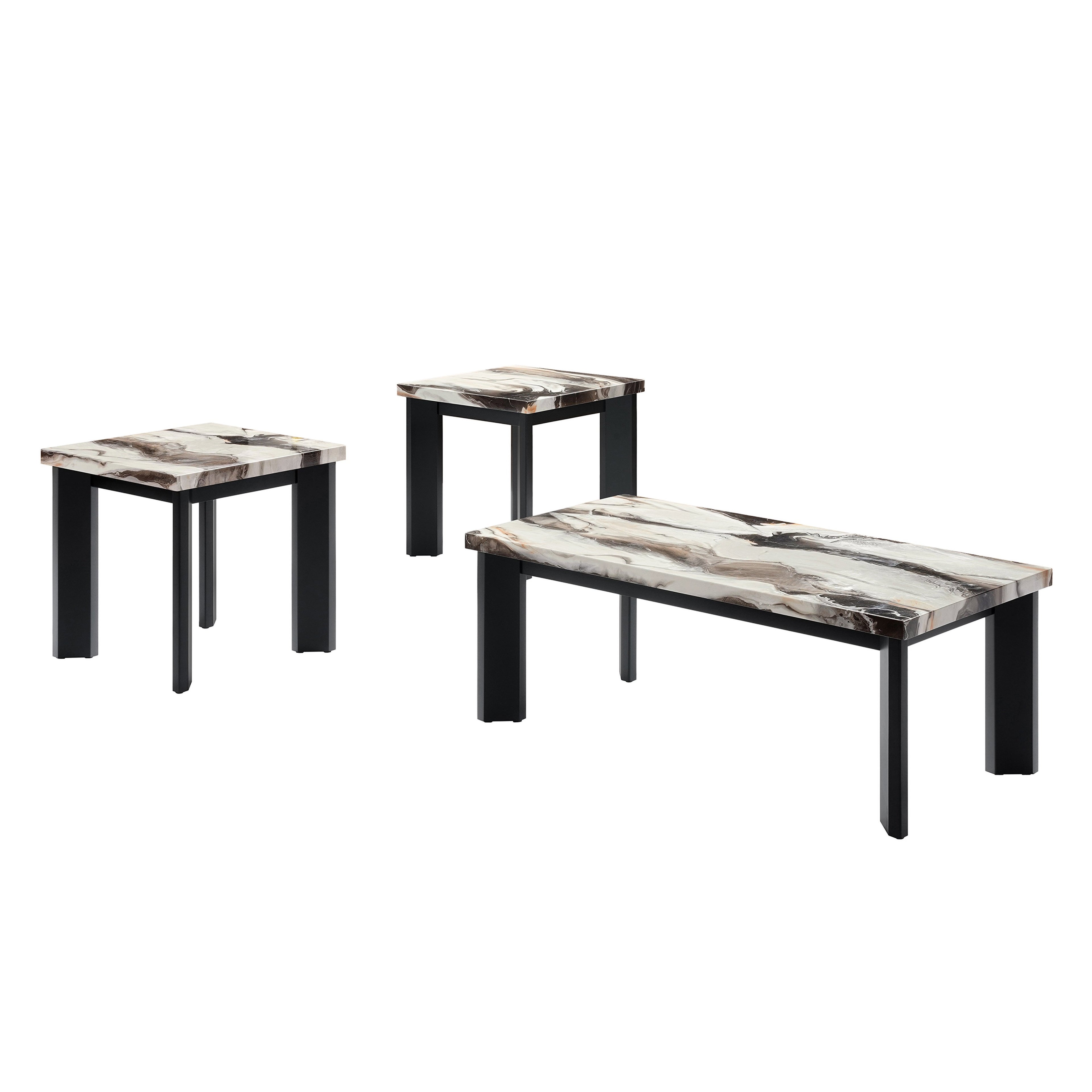 Strata Faux Marble 3 Pc Occasional Set- 1 Coffee & 2 End Tabl