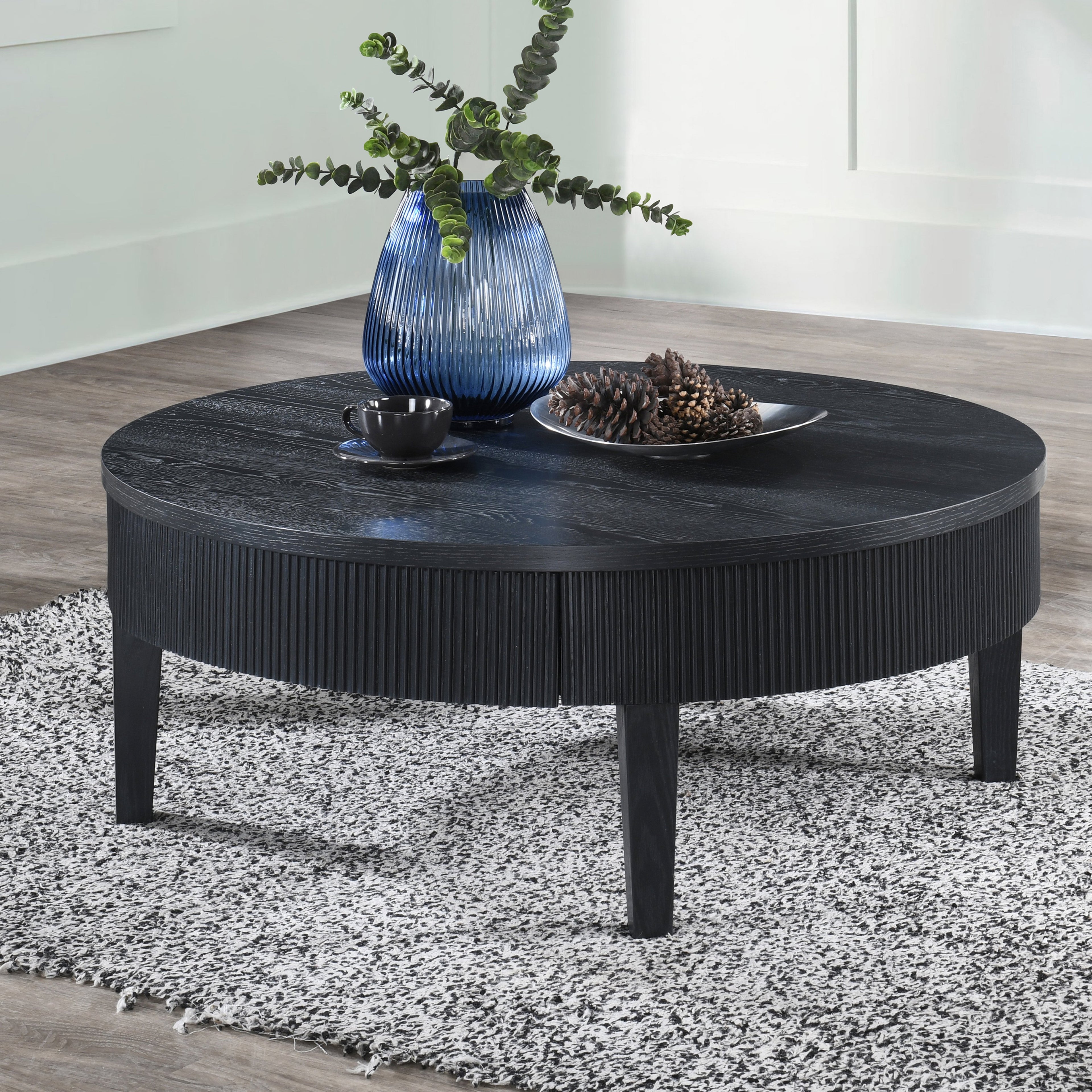 Tate Round One Drawer Coffee Table-Black