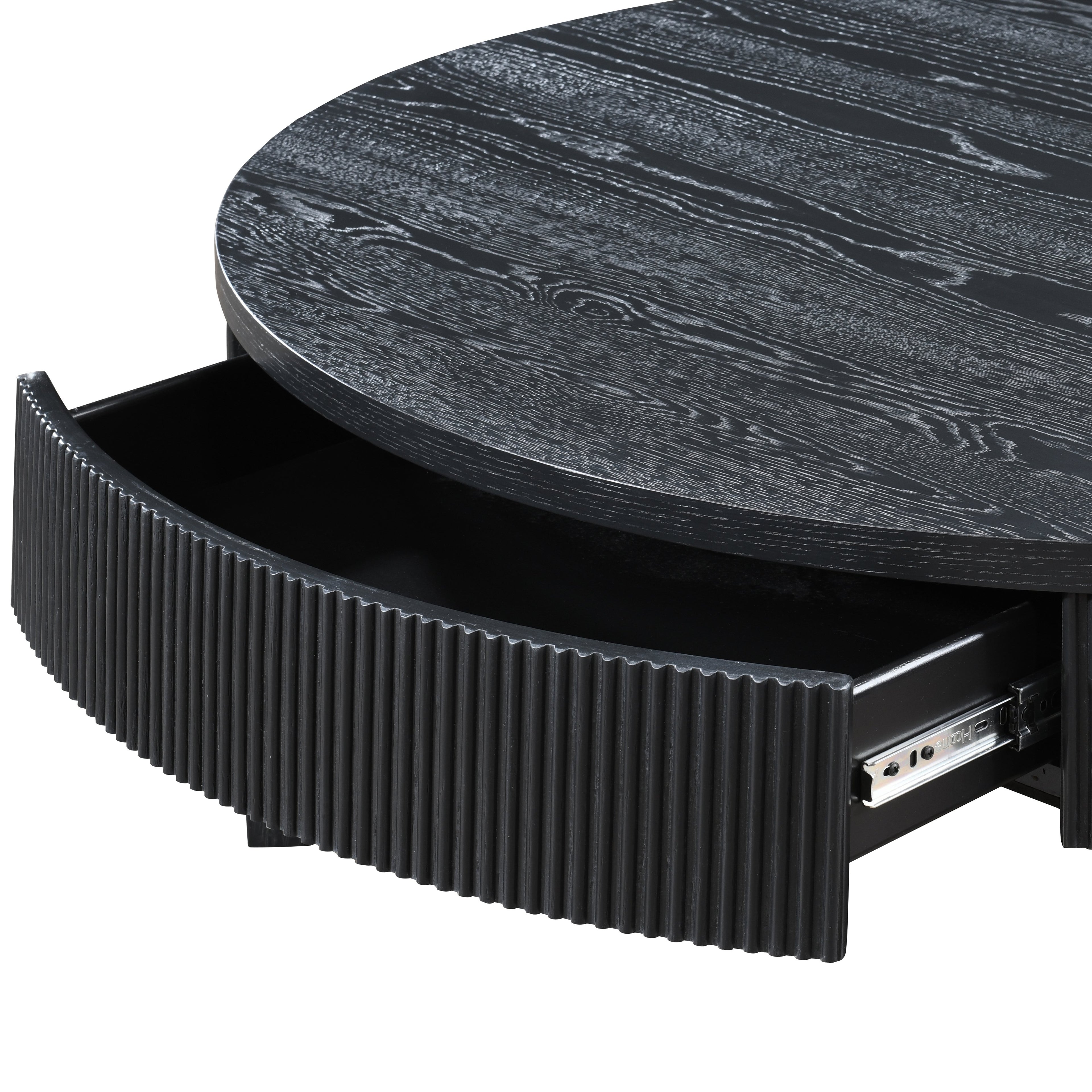 Tate Round One Drawer Coffee Table-Black