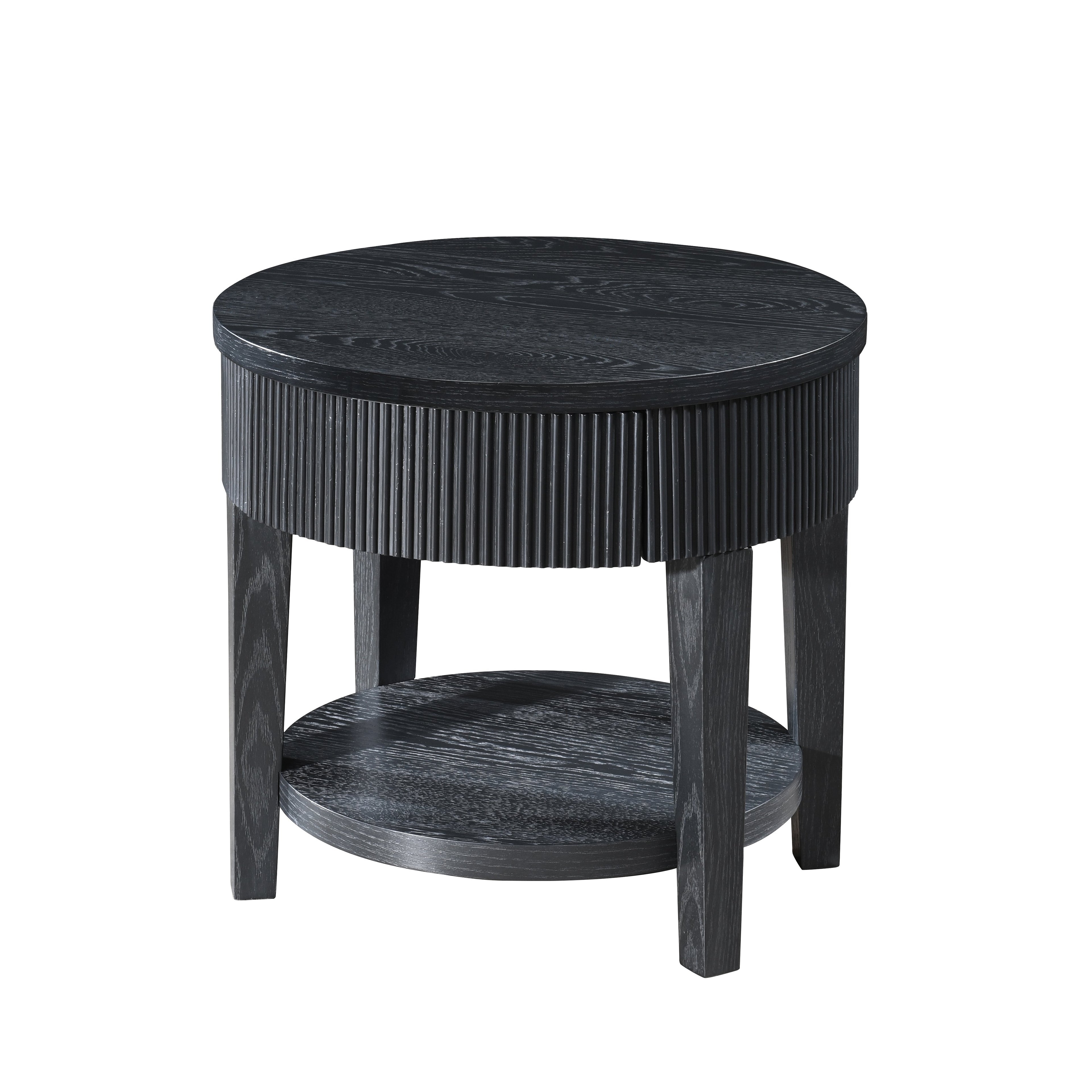 Tate Round One Drawer End Table-Black