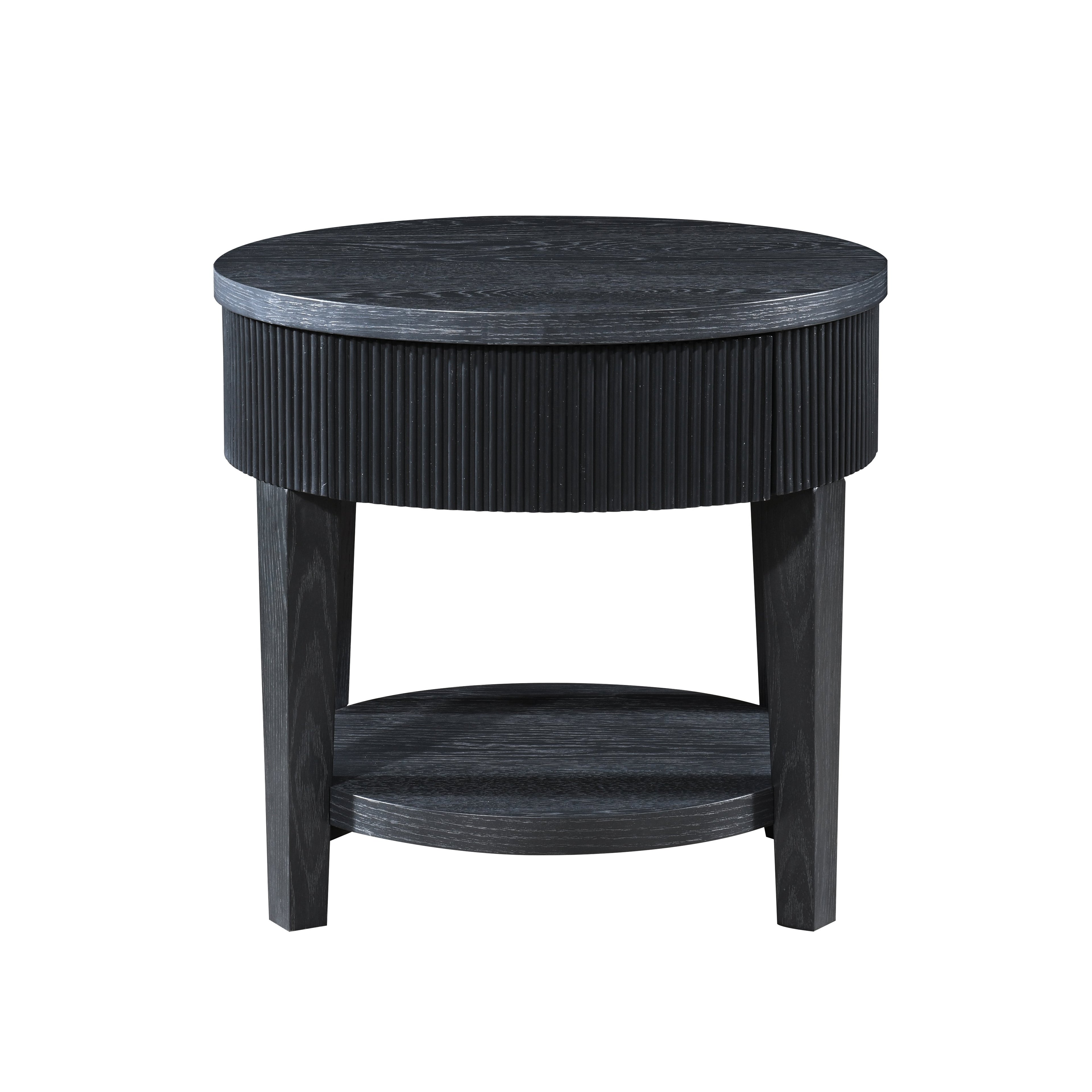 Tate Round One Drawer End Table-Black