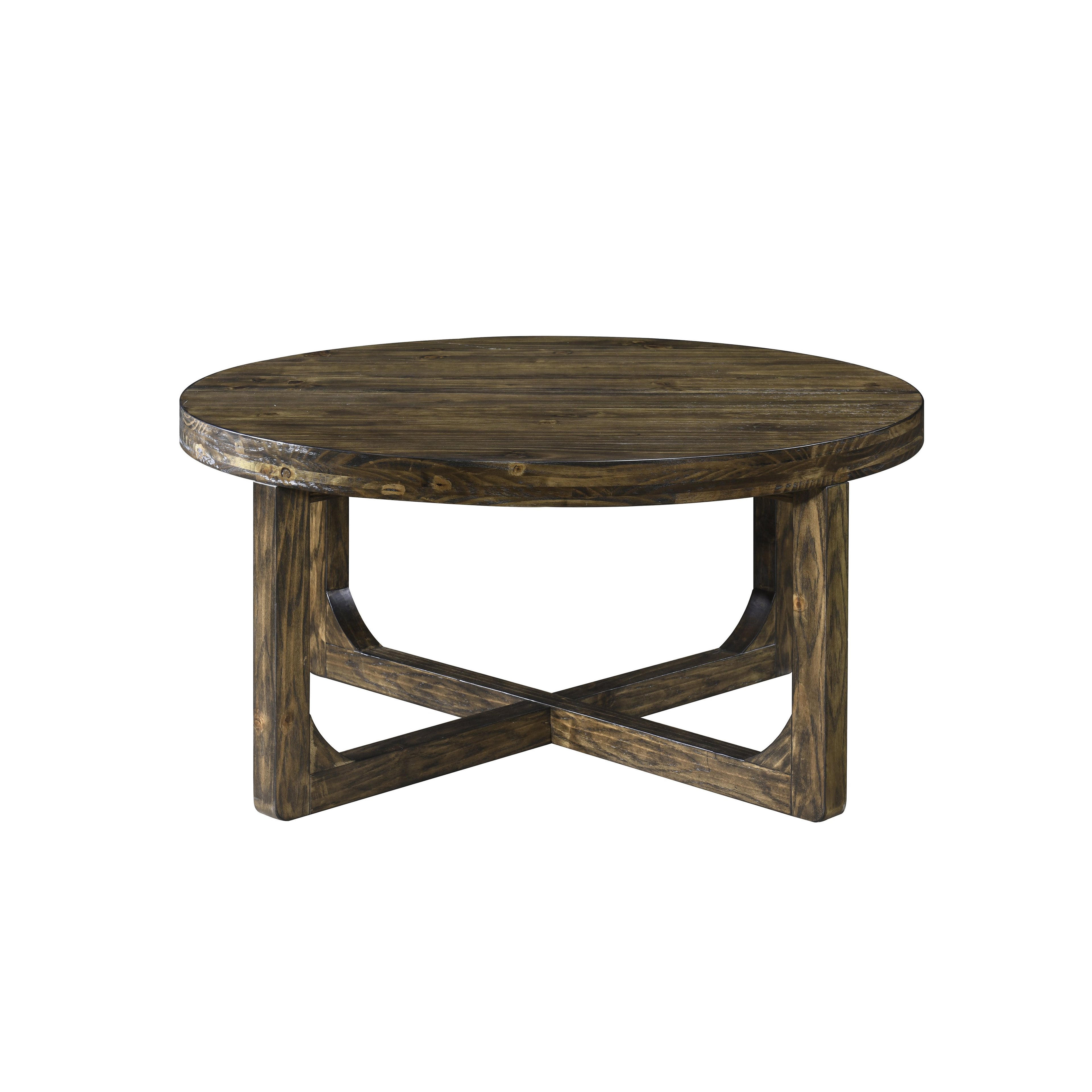 Kerby Round Coffee Table-Dk Brown