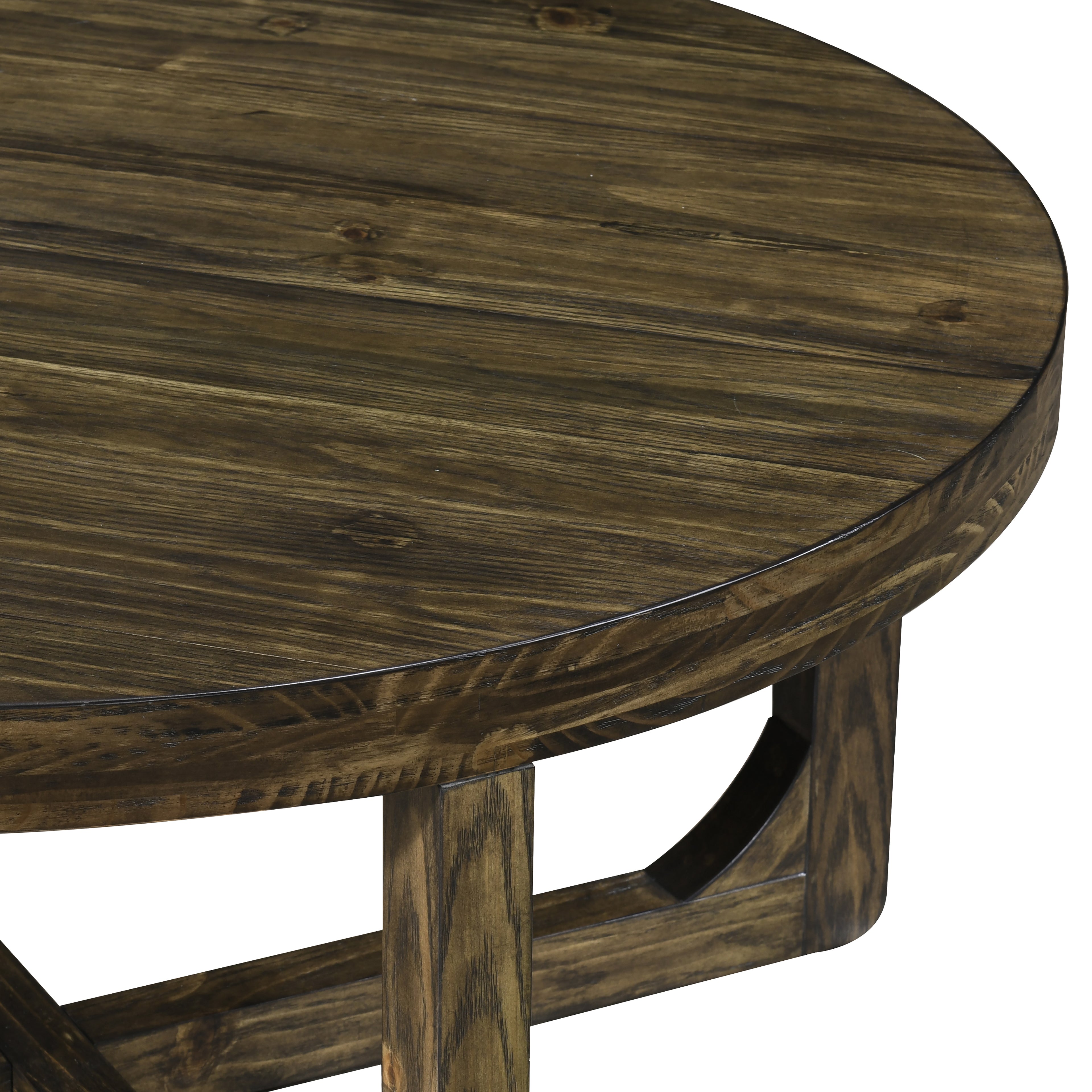 Kerby Round Coffee Table-Dk Brown